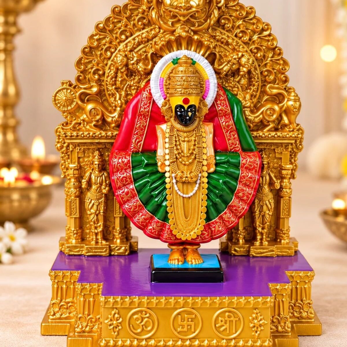 3. kolhapur mahalakshmi resin statue with finely detailed full decorative arch 1
