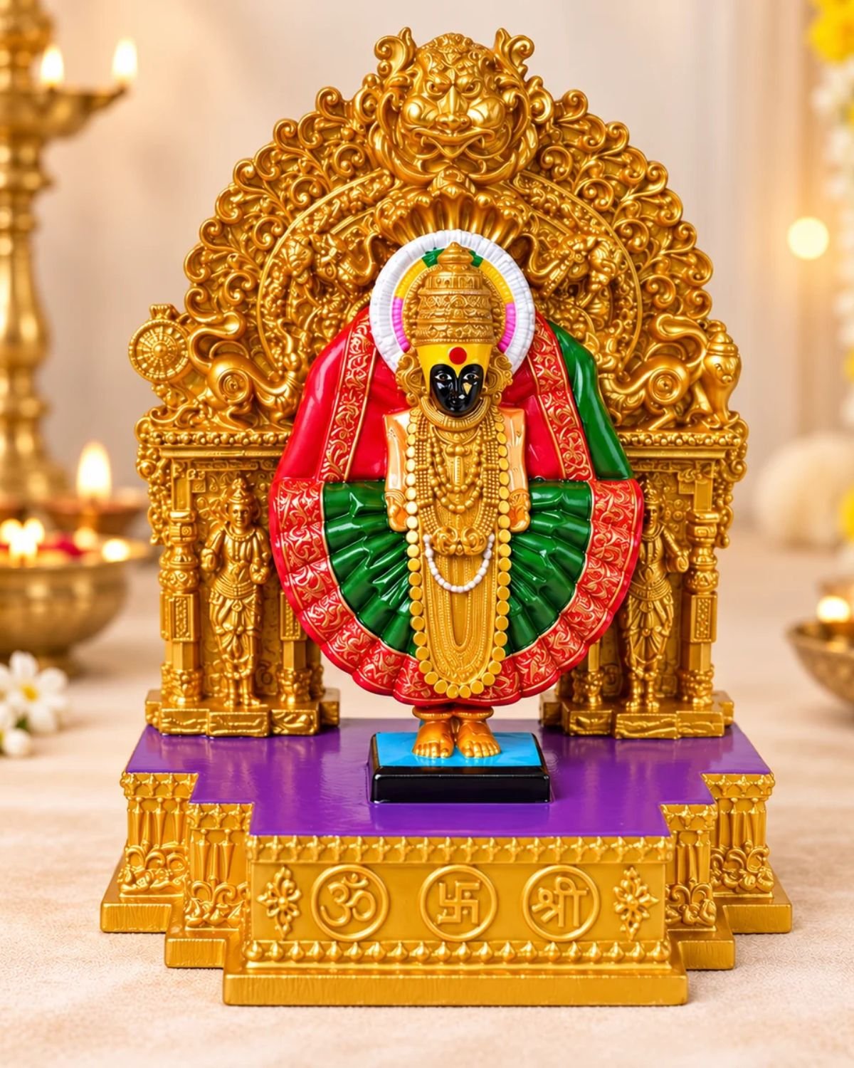 3. kolhapur mahalakshmi resin statue with finely detailed full decorative arch 1